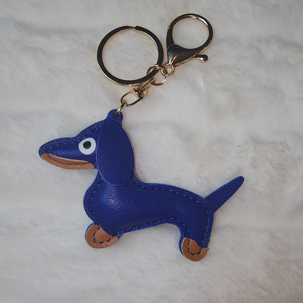Dark Blue Dog Keychain